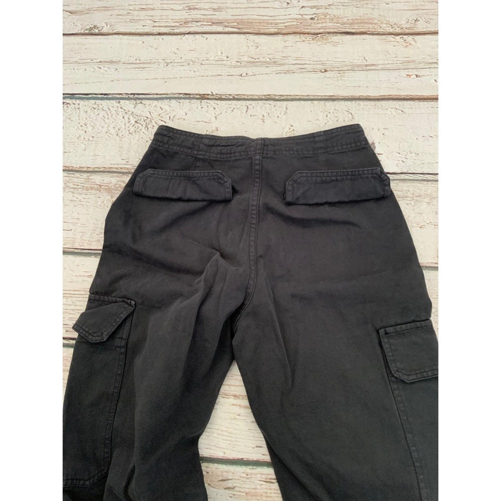 Zara Black Cargo Pants Womens Size 0 High Waisted Straight Leg Utility Trousers - Picture 4 of 4